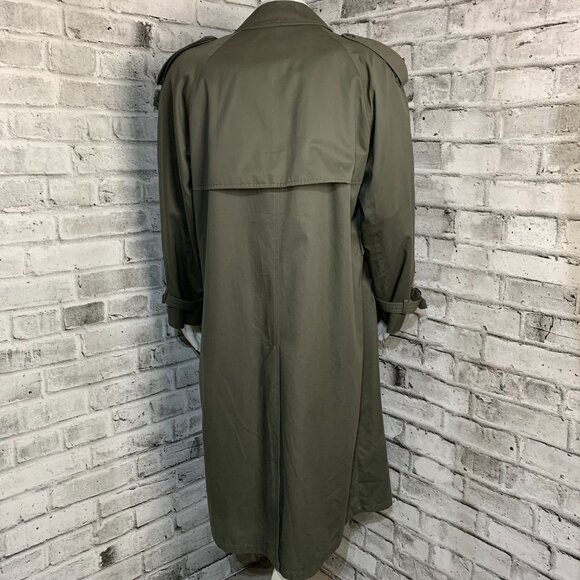 Vintage 90s London Fog Double Breasted Vented Olive GreenTrench Coat - Picture 5 of 15